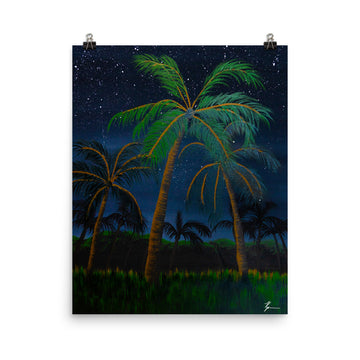 Midnight Palm Trees Poster
